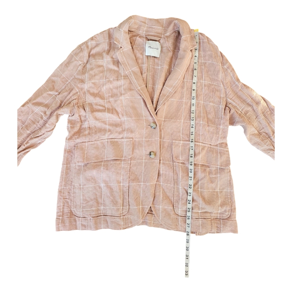 Madewell Breezewoven Larsen Blazer in Windowpane Linen Blend L/XL - Picture 4 of 9